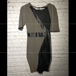 Bodycon polka dot faux leather dress